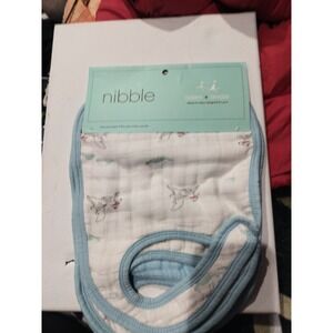 Vintage Aden and Anais Snap Bibs 3 Pack Blue White Animal Cotton Muslin  New